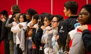 High school students building community on a Respect Retreat