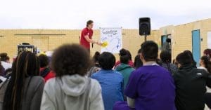 Retreat Facilitator, Jake, speaking about Courage at a seventh-grade Courage Retreat.