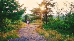 Allison taking a hike and practicing mindfulness.