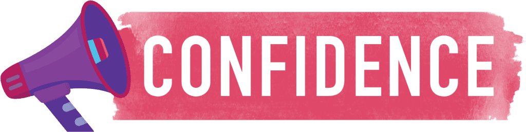 Confidence Workshop Logo in pink with a purple and pink megaphone